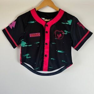 Scummy Bears x Wakaan Cropped Jersey‎ Women’s Small Hot Pink Black Teal